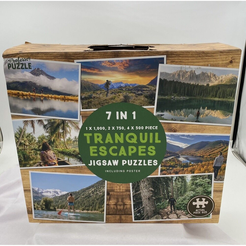 7 in 1 Tranquil Escapes Puzzles Landscape 1000 2 - 750 4 - 500 Piece With Poster